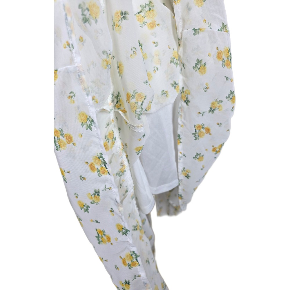 Madden Girl Juniors White Floral High Low Midi Belted Dress Cottagecore - Picture 6 of 11